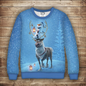 Світшот з 3D принтом на тему Холодне серце Свен і Олаф Дорослі та дитячі розміри ВСІ Розміри Преміум тканина