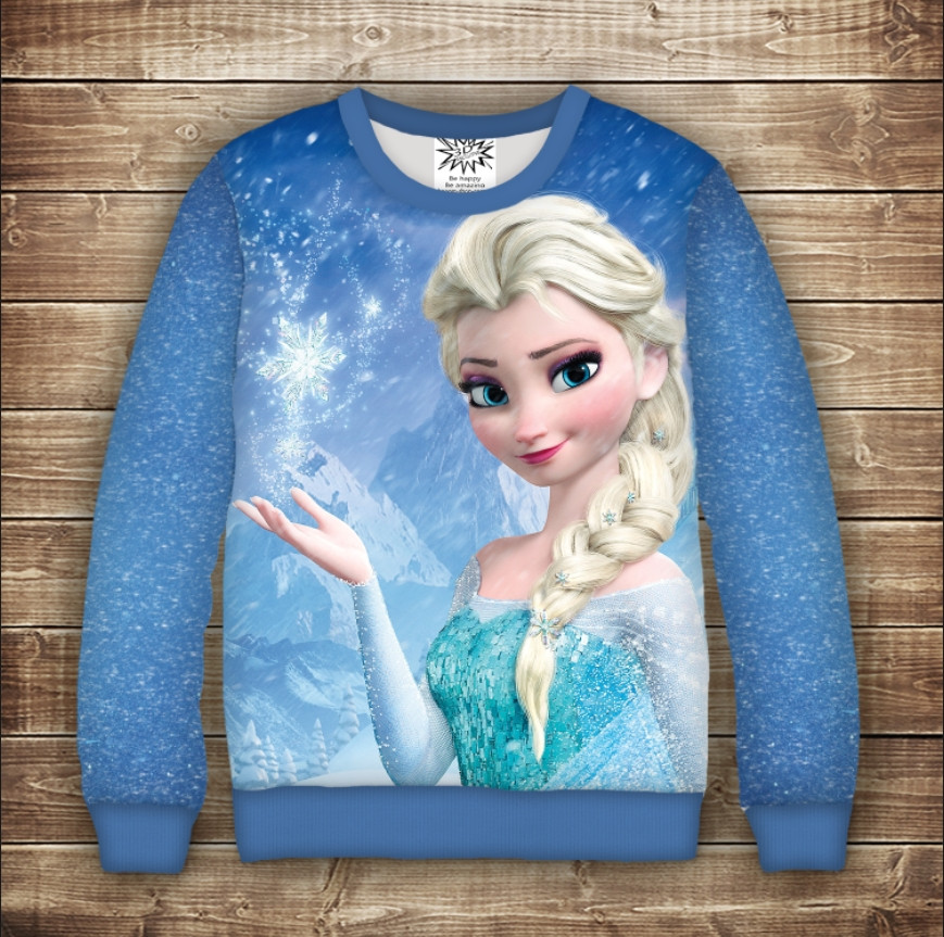 Світшот з 3D принтом на тему Холодне серце Магія Ельзи Дорослі та дитячі розміри ВСІ Розміри Преміум тканина