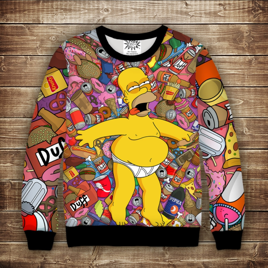 Світшот з принтом Гомер Сімпсон Дорослі і Дитячі розміри ВСІ Розміри Преміум тканина