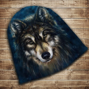 Шапка з 3D принтом на тему-Wolf Face Всі розміри і сезони. ВСІ Розміри