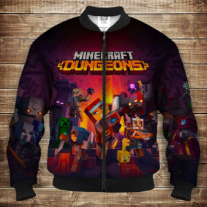Бомбер з 3D принтом на тему Minecraft Dungeons Підземелля Дорослі і Дитячі розміри ВСІ Розміри Преміум тканина