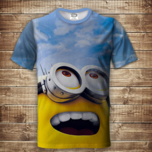 Футболка з 3D принтом на тему: Міньон і небо Дорослі і Дитячі розміри ВСІ Розміри Преміум тканина