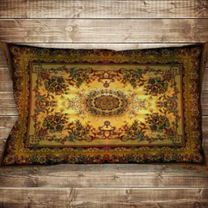 Подушка . c 3D принтом Килим 03 золотий