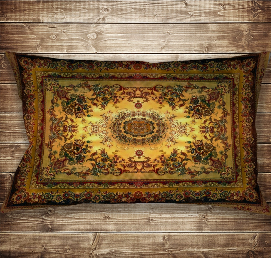 Подушка . c 3D принтом Килим 03 золотий