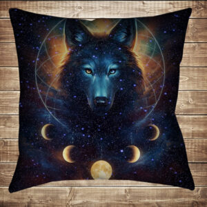 Подушка з 3D принтом Космічний вовк