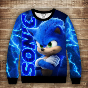 Світшот p принтом 3D-Сонік Лого ВСІ Розміри Преміум тканина