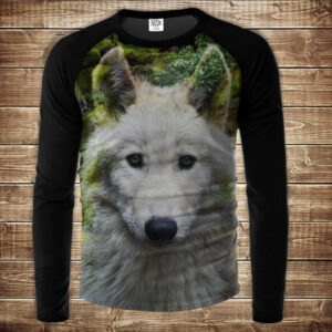 Лонгслив-реглан с 3D принтом Білий вовк Дорослі і Дитячі розміри ВСІ Розміри Преміум тканина