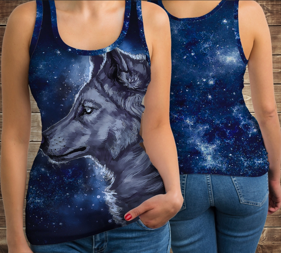 Майка 3D-Wolf Cosmic Дорослі і Дитячі розміри ВСІ Розміри Преміум тканина