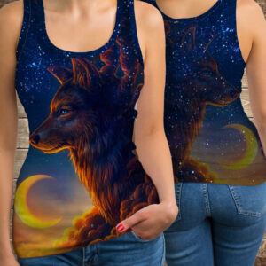 Майка 3D-Вовк і зоряне небо Дорослі і Дитячі розміри ВСІ Розміри Преміум тканина