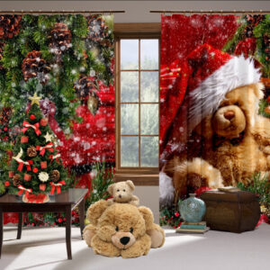Штори з Фотоштораом на тему: Різдвяний ведмедик Тедді