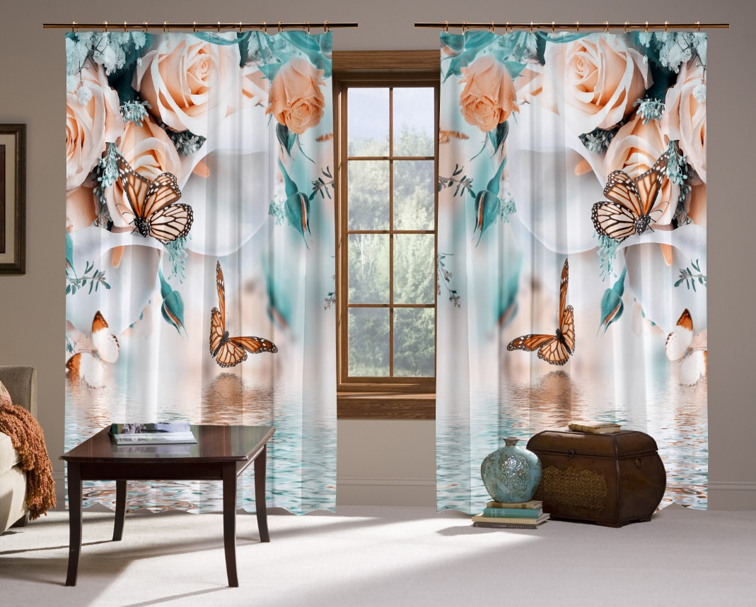 Штори Фотоштори Штори ніжні Троянди і метелики