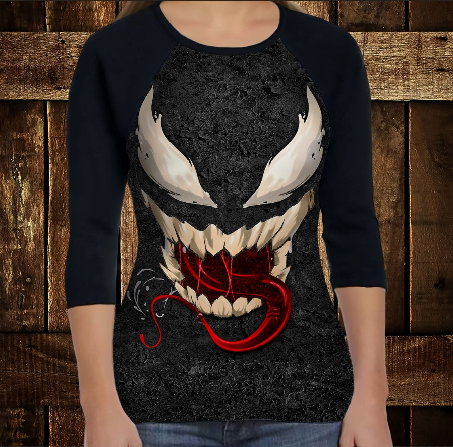 Лонгслив-реглан з 3D принтом: Веном Посмішка ВСІ Розміри Преміум тканина