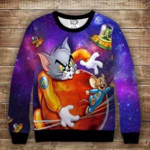 Світшот 3D Том и Джерри в космосе Дитячі і дорослі розміри ВСІ Розміри Преміум тканина