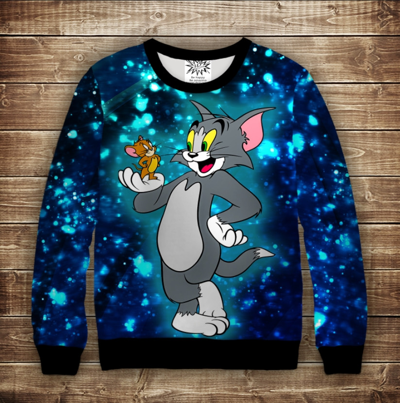 Світшот з 3D принтом Том і Джеррі Дитячі і дорослі розміри ВСІ Розміри Преміум тканина