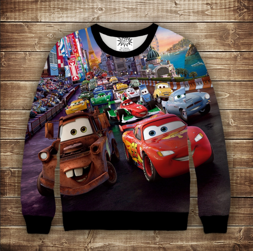 Світшот з 3D принтом на тему Тачки Cars ВСІ Розміри Преміум тканина