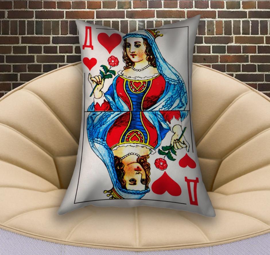 Подушка з 3D принтом на тему: Гральні Карти. Чирвова дама
