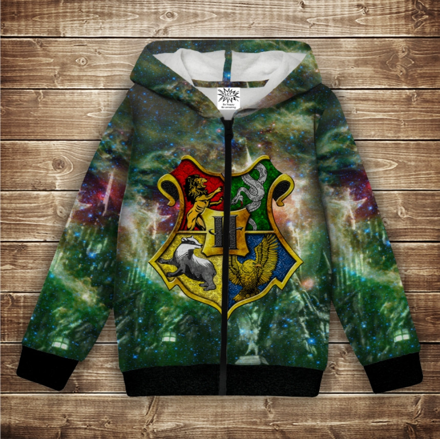 Худі з 3Д принтом на тему - Гаррі Поттер. Факультети Хогвартса ВСІ Розміри Преміум тканина