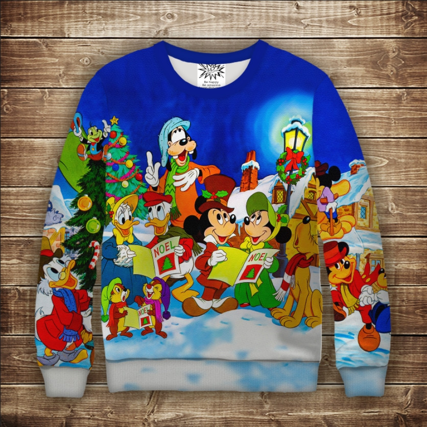 Світшот 3D Герої Дісней і Різдвяні гімни ВСІ Розміри Преміум тканина