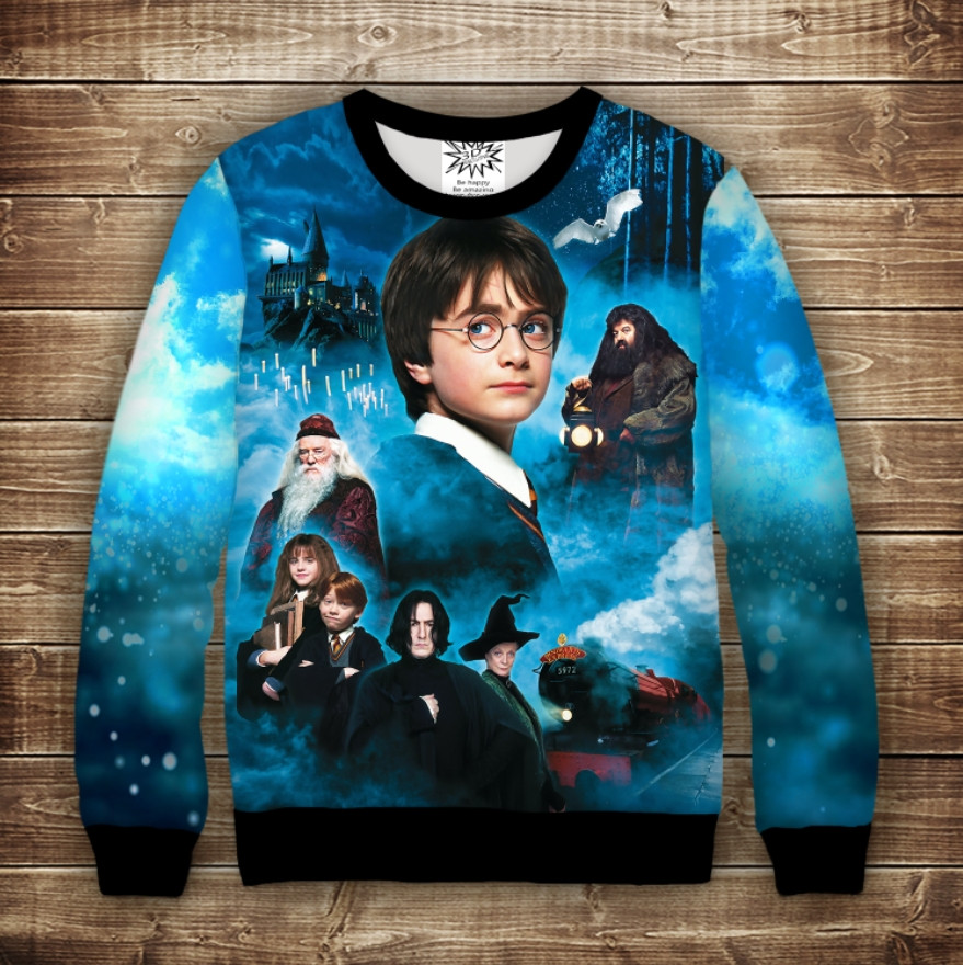 Світшот з 3D принтом Гаррі Поттер і Філософський Камінь Дитячі і дорослі розміри ВСІ Розміри Преміум тканина