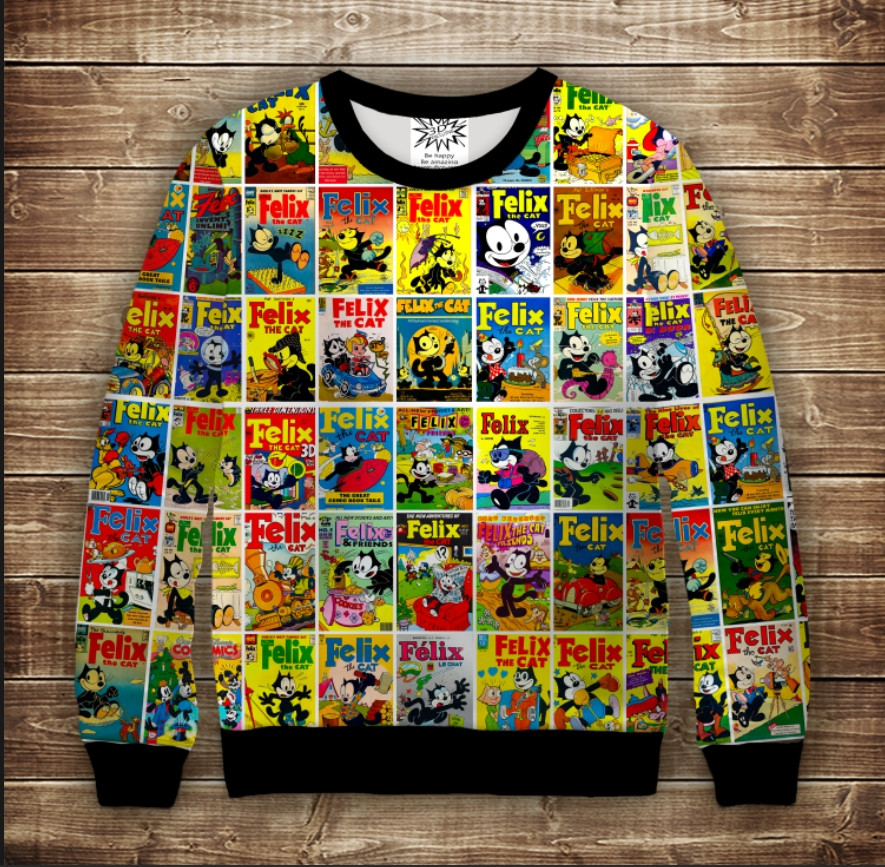 Світшот 3D Кот Фелікс Feliks Cat- Комікс ВСІ Розміри Преміум тканина