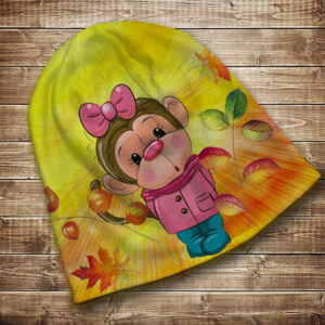 Шапка з 3D принтом на тему - Веселі мавпочки Жовтий Всі розміри і сезони. ВСІ Розміри