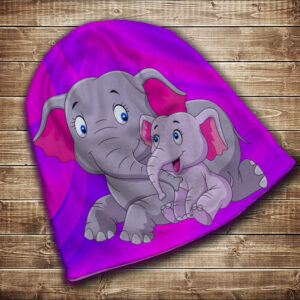 Шапка з 3D принтом на тему - Слоники. Чарівні слоненятка. Всі розміри і сезони. ВСІ Розміри