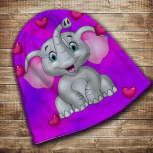 Шапка з 3D принтом на тему - Слоники. Чарівні слоненятка 1. Всі розміри і сезони. ВСІ Розміри