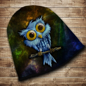 Шапка з 3D принтом на тему - Сови. Космічний пугач Всі розміри і сезони. ВСІ Розміри