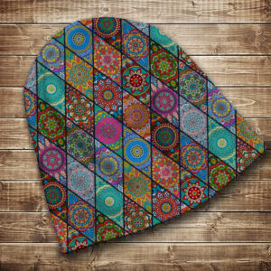 Шапка з 3D принтом на тему - Печворк Колор Patchwork color Всі розміри і сезони. ВСІ Розміри