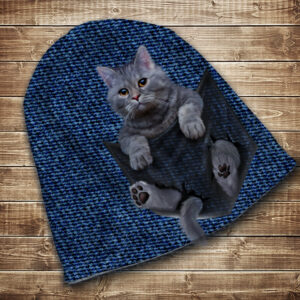 Шапка з 3D принтом на тему - Кошеня в кишені Всі розміри і сезони. ВСІ Розміри