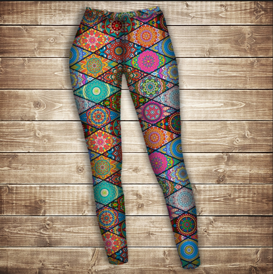 Лосини з 3D принтом на тему: Печворк Колор Patchwork color. Всі розміри ВСІ Розміри Преміум тканина