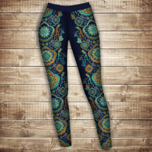 Лосини з 3D принтом на тему: Індійські орнаменти Синій тон. Всі розміри ВСІ Розміри Преміум тканина