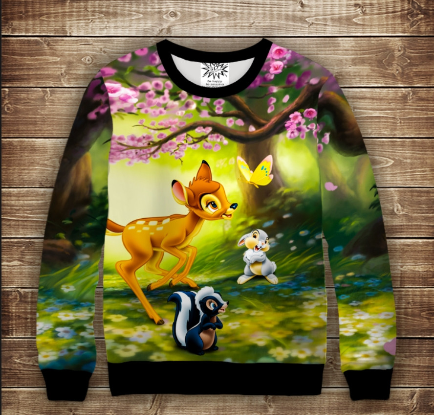 Світшот 3D Бембі ВСІ Розміри Преміум тканина