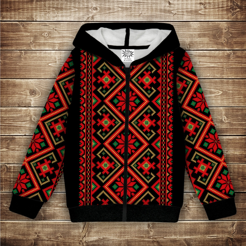 Худі теплий з 3Д принтом Вишиванка орнамент 1298. Дорослі і Дитячі розміри ВСІ Розміри Преміум тканина