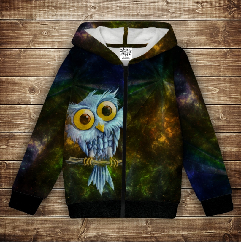 Худі з 3Д принтом на тему - Сови. Космічний пугач. Дитячі та дорослі розміри ВСІ Розміри Преміум тканина