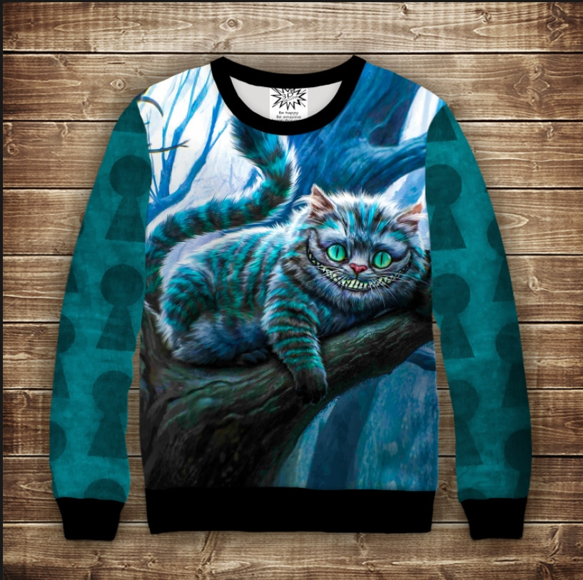 Світшот 3D Чеширський кіт ВСІ Розміри Преміум тканина