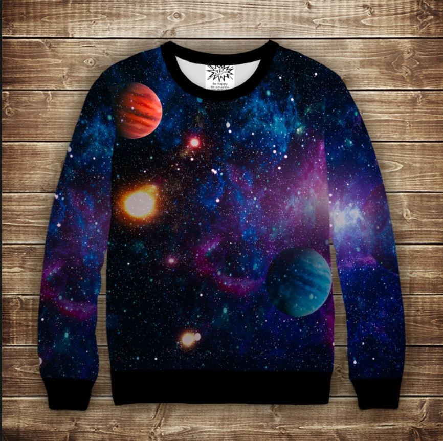 Світшот 3D принт на тему Космос і планети ВСІ Розміри Преміум тканина