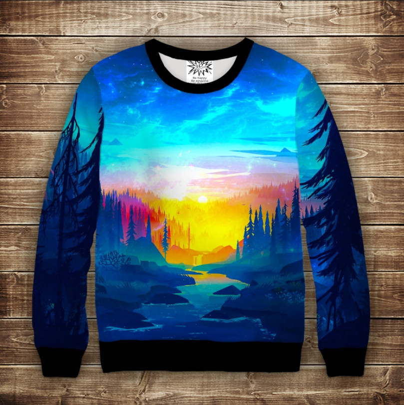 Світшот 3D Ліс. Картина в стилі Mikael Gustafsson ВСІ Розміри Преміум тканина