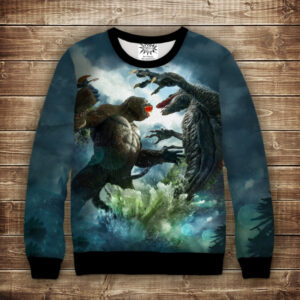 Світшот з 3D принтом на тему: Кінг Конг і Ящер. Дорослі та дитячі розміри ВСІ Розміри Преміум тканина