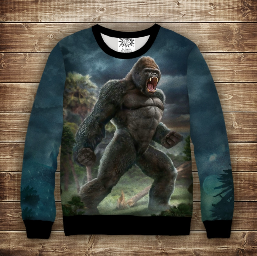 Світшот з 3D принтом на тему: Кінг Конг. Дорослі та дитячі розміри ВСІ Розміри Преміум тканина