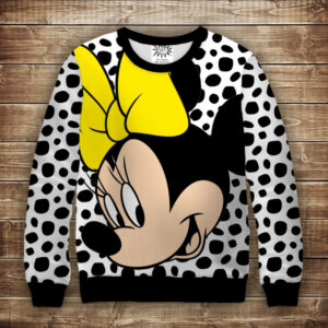 Світшот 3D Мінні з жовтим бантиком Дорослі і дитяч і розміри ВСІ Розміри Преміум тканина