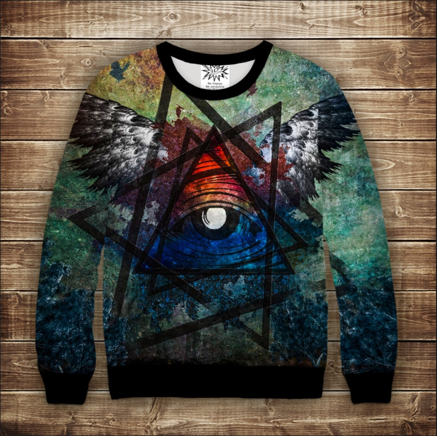 Світшот з 3D принтом на тему Іллюмінати. Всебачуче око. ВСІ Розміри Преміум тканина
