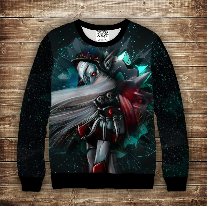 Світшот з 3D принтом на тему Світ Варкрафт. Сільвана Вітрокрила ВСІ Розміри Преміум тканина