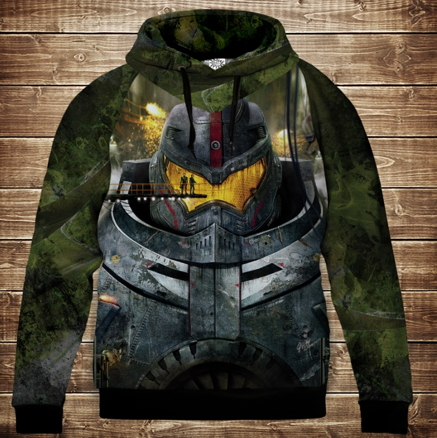 Толстівка з 3D принтом: Тихоокеанський Рубіж Єгер Фейс. Дитячі і дорослі розміри. ВСІ Розміри Преміум тканина