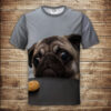 Футболка 3D Мопс і печенюшка ВСІ Розміри Преміум тканина