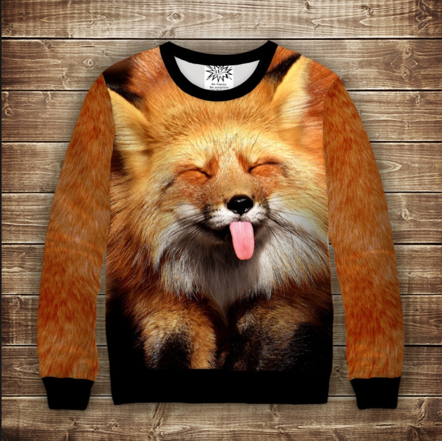 Світшот з принтом Смішна лиса ВСІ Розміри Преміум тканина