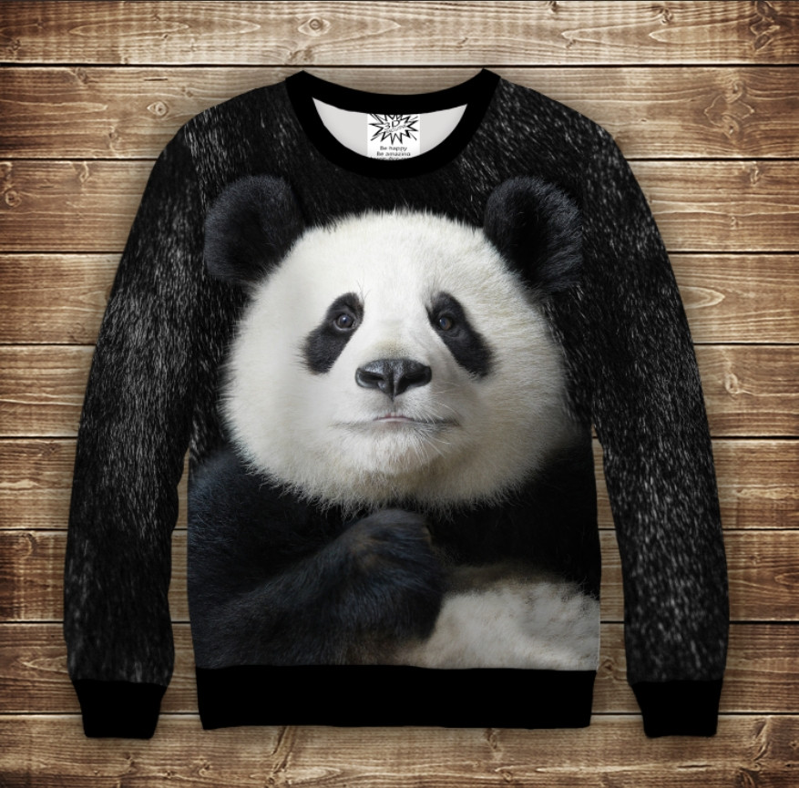 Світшот з 3D принтом на тему Панда ВСІ Розміри Преміум тканина