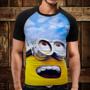 Футболка-реглан с 3D принтом: Despicable Me - Minions. Міньон дивиться на небо. Дорослі і Дитячі розміри ВСІ Розміри Преміум