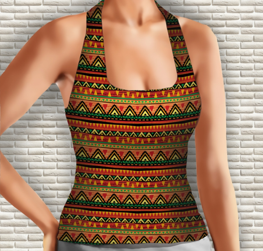 Майка з бретелями на шиї з 3D принтом Африканський стиль ВСІ Розміри Преміум тканина