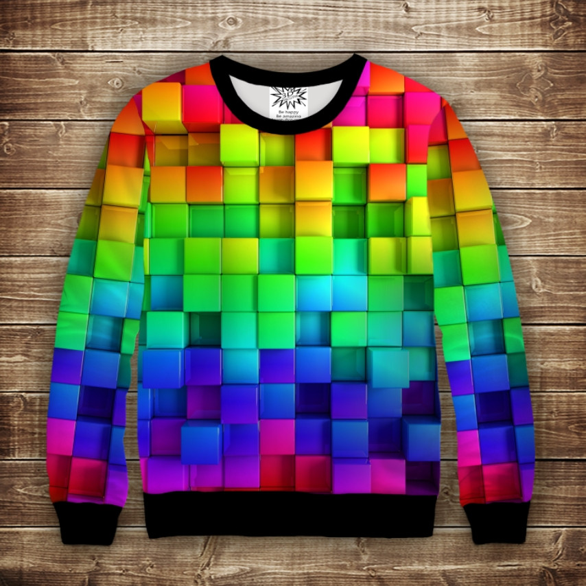 Світшот 3D Кольорові кубики ВСІ Розміри Преміум тканина